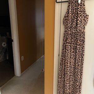 INC International Concepts Beige and Brown Cheerah Print Maxi Dress